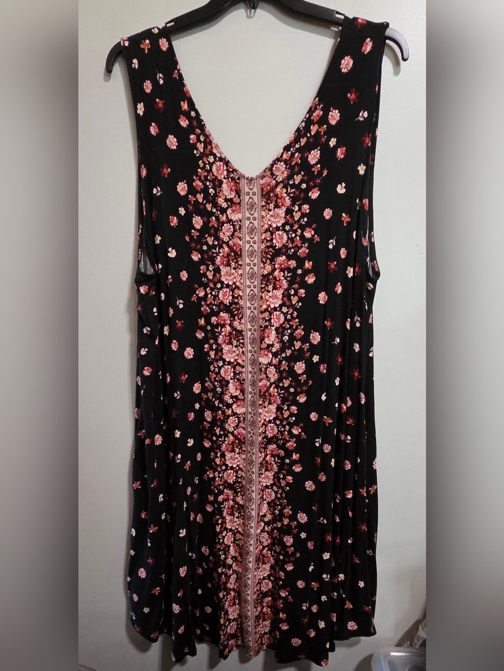 Maurices Black Sleeveless Dress with Pink Floral Center Panel